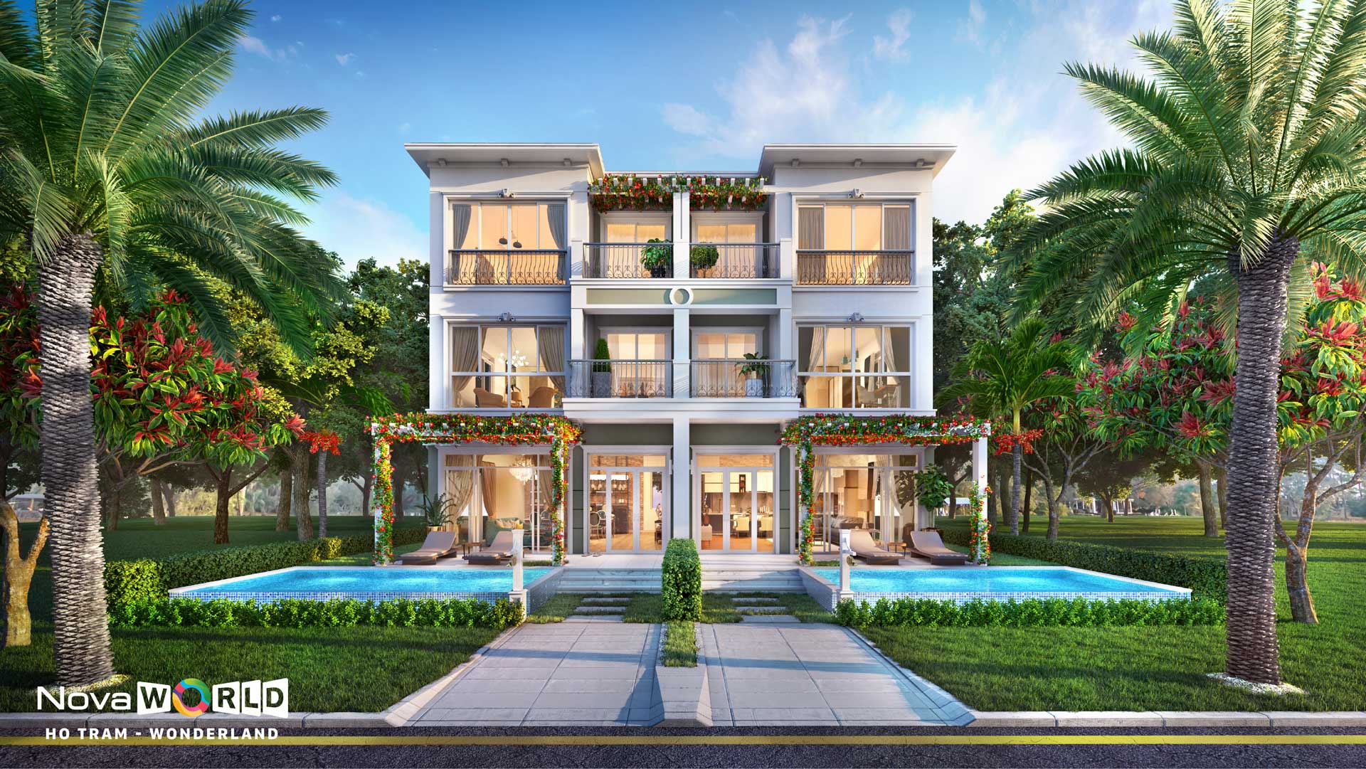 Phối cảnh biệt thự song lập Wonderland Hồ Tràm