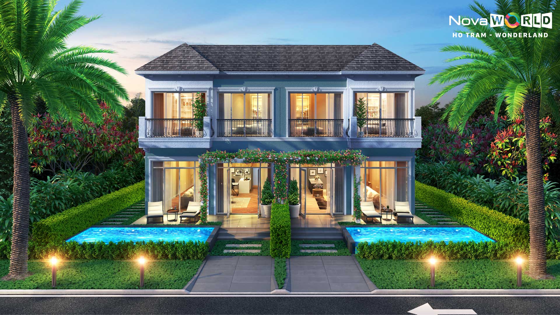 Phối cảnh biệt thự tứ lập Wonderland Hồ Tràm