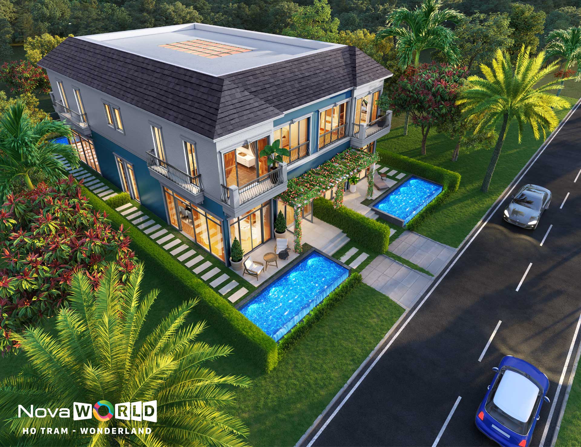 Phối cảnh biệt thự tứ lập Wonderland Hồ Tràm